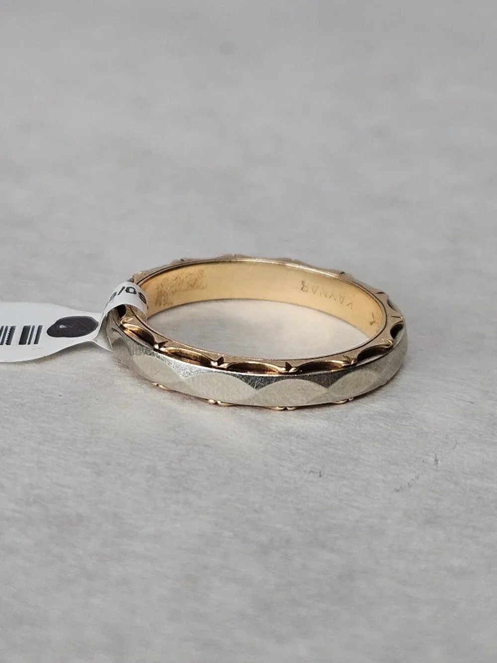 Kaynar 14K Yellow Gold Band Wedding Ring Band White Overlay 4.9 Grams Size 11